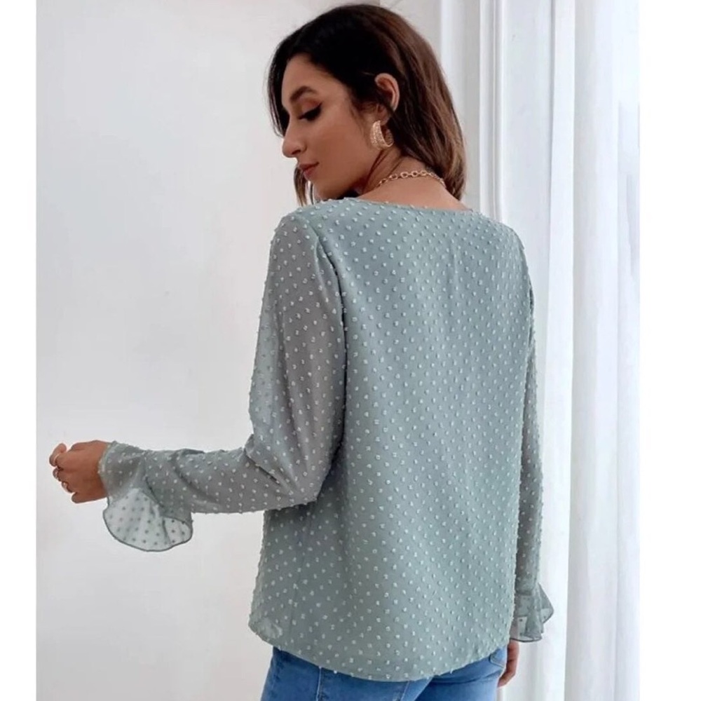 XL Mint Dotted Blouse